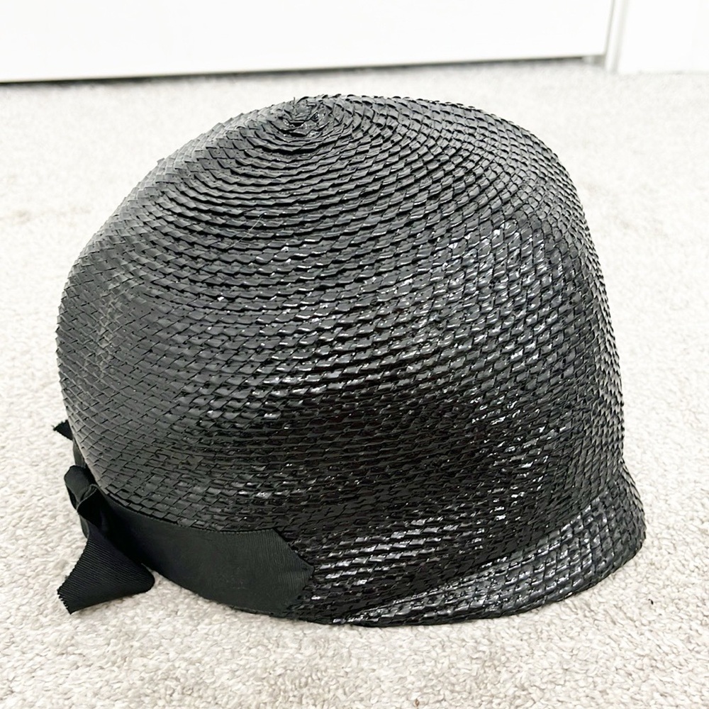 Vintage Betmar Frederick & Nelson Black Sequin Cloche Hat with Ribbon